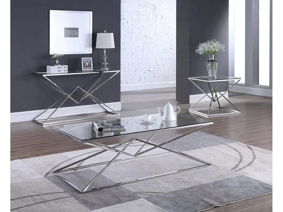 Table basse Rectangle PYRAMIDE Chrome 120cm