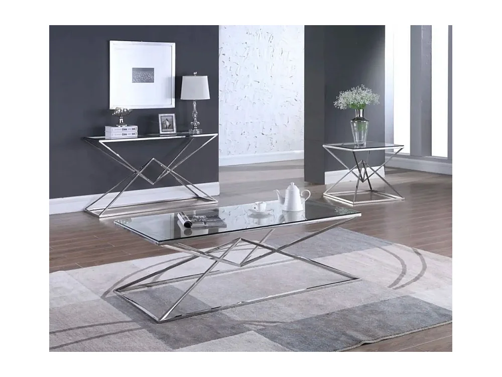 Table basse Rectangle PYRAMIDE Chrome 120cm