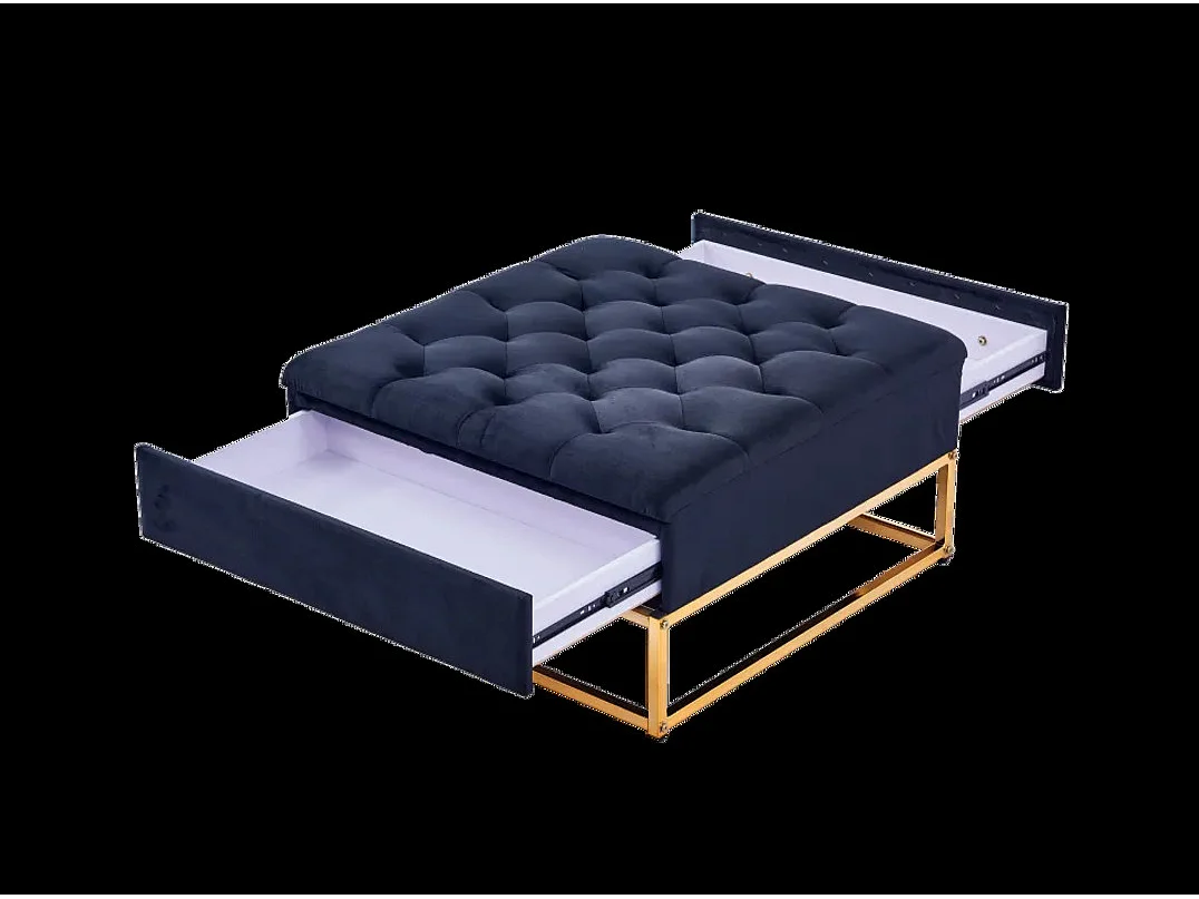 Table Basse rangements TIROIRS plateau velours capitonné