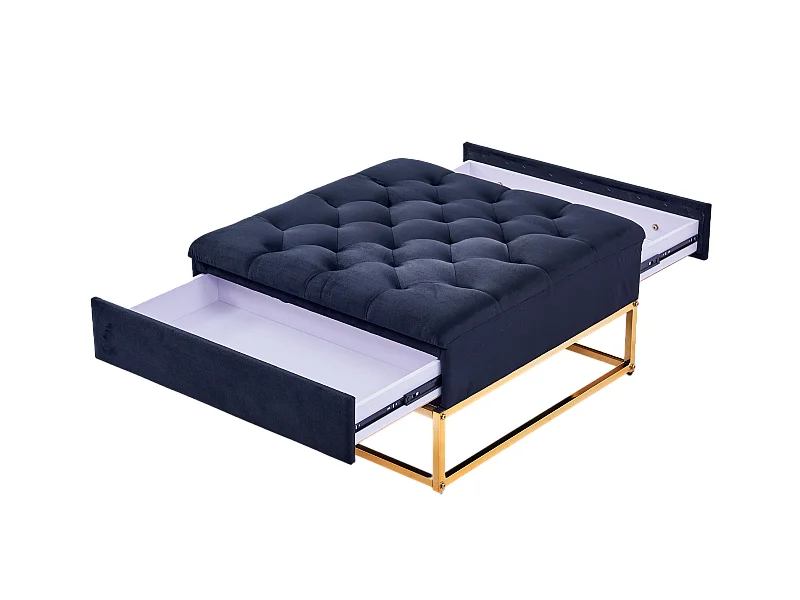 Table Basse rangements TIROIRS plateau velours capitonné