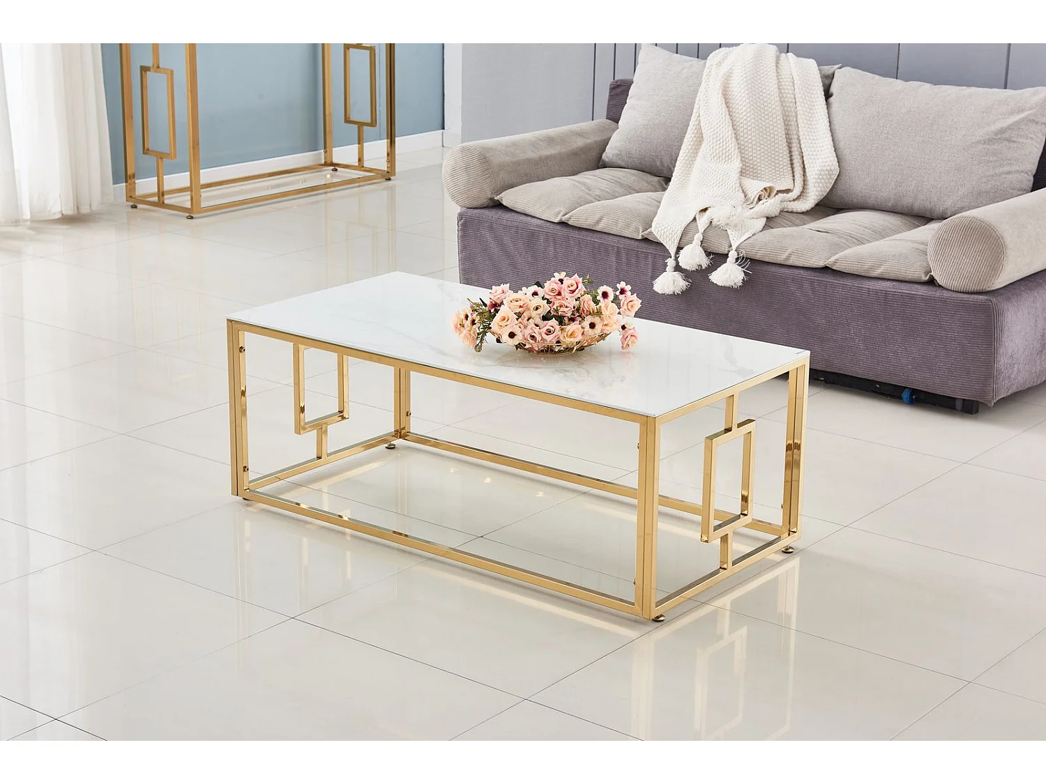 Table basse SOPHIE  pieds Gold  120 cm