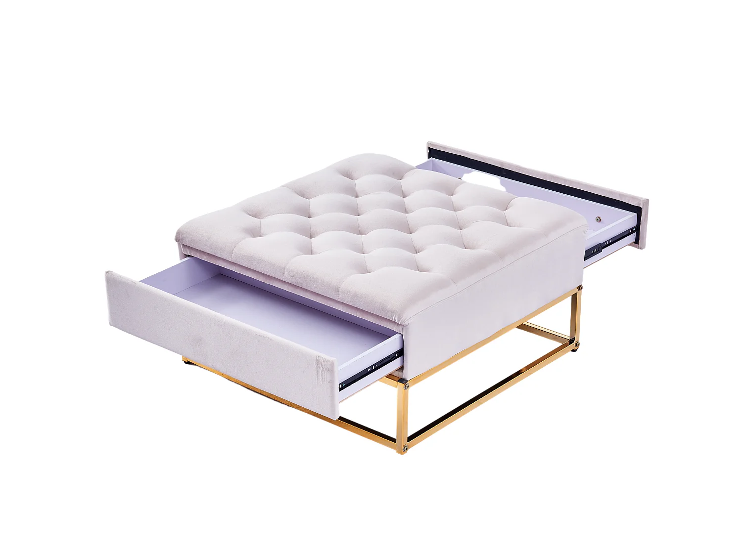 Table Basse rangements TIROIRS plateau velours capitonné