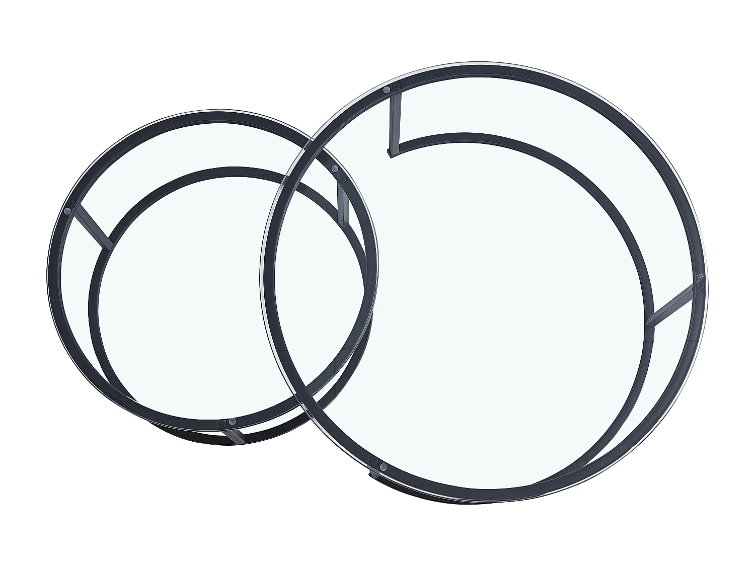 Lot de 2 tables Basses Gigogne ARTO métal noir et plateau en verre