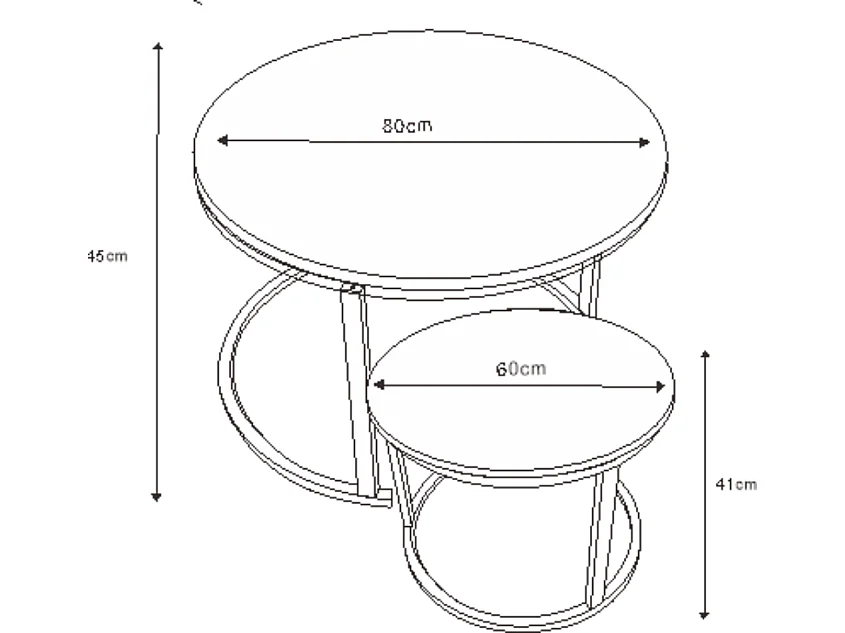 Lot de 2 tables Basses Gigogne ARTO Gold et plateau en verre transparent