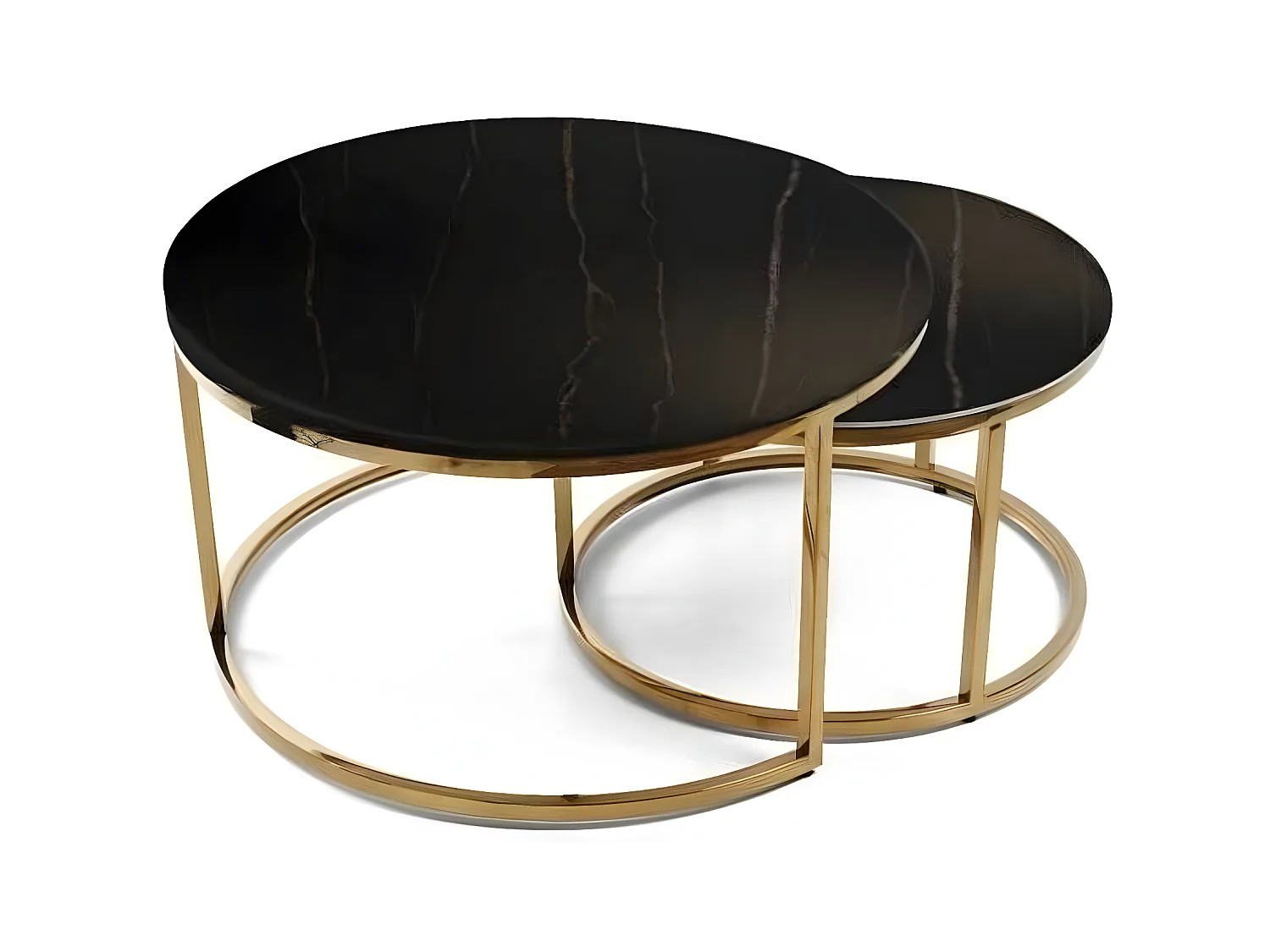 Lot de 2 tables Basses Gigogne ARTO Gold et plateau en verre