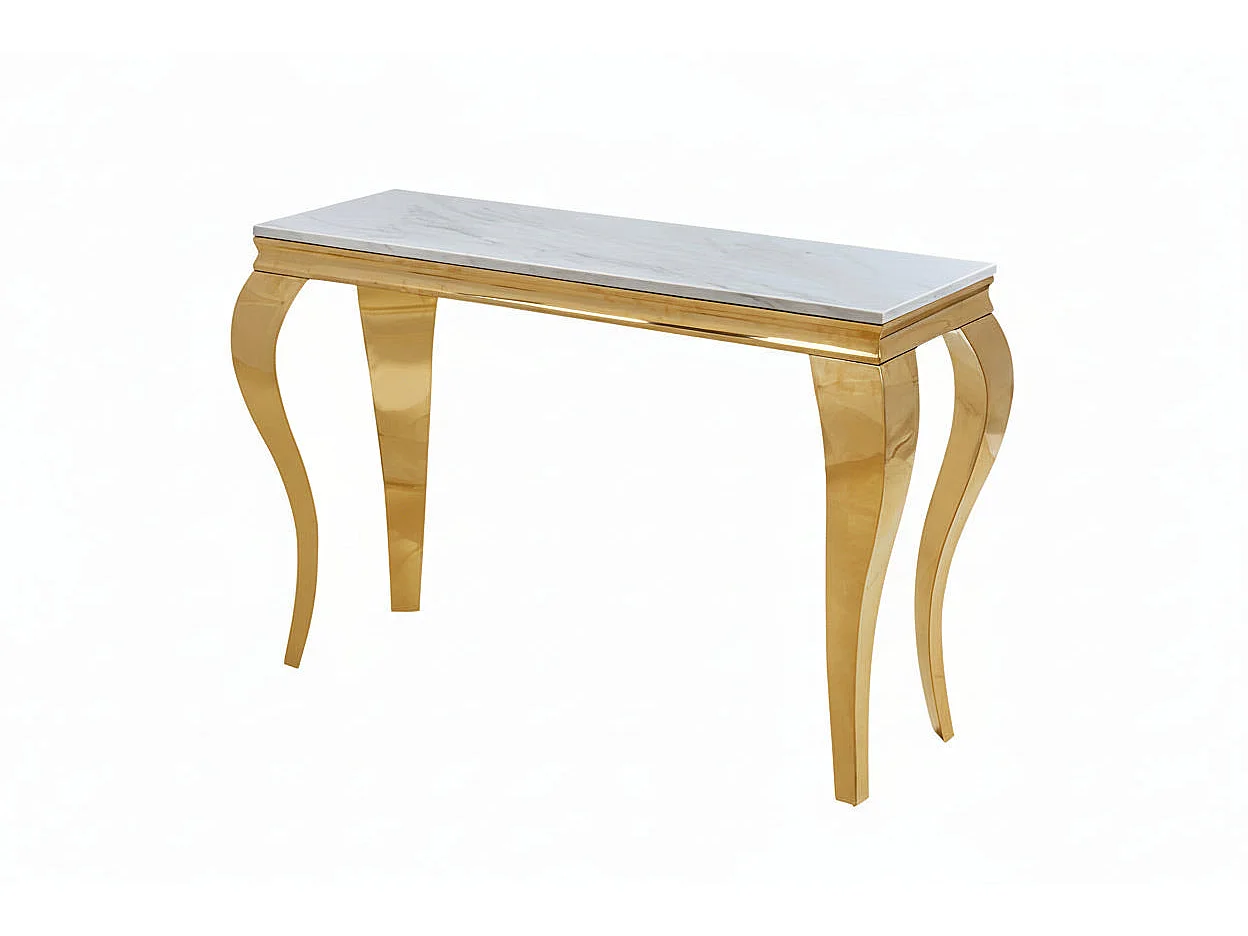 Console gold verre marbré blanc 110x50x85 cm BAROQUE
