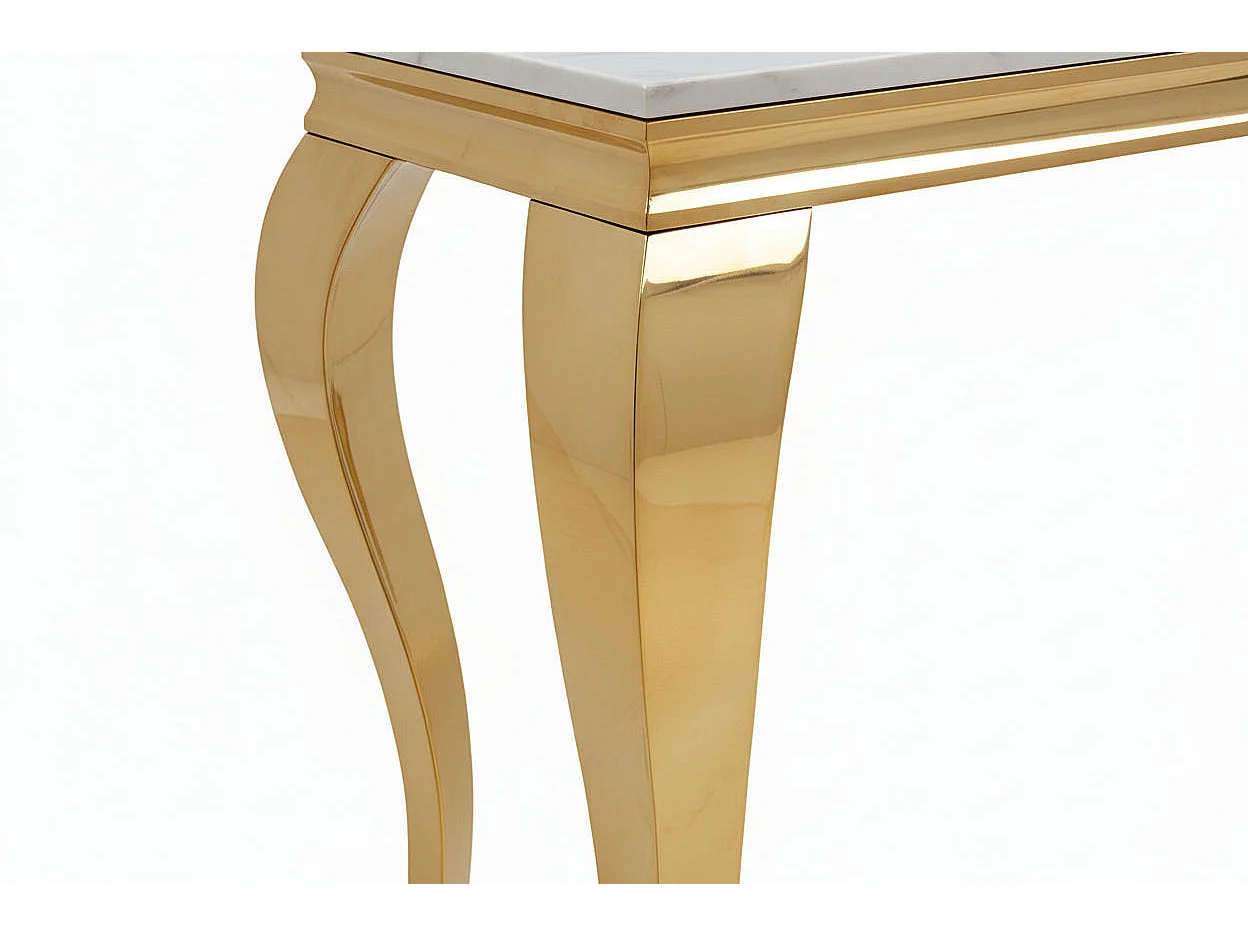 Console gold verre marbré blanc 110x50x85 cm BAROQUE