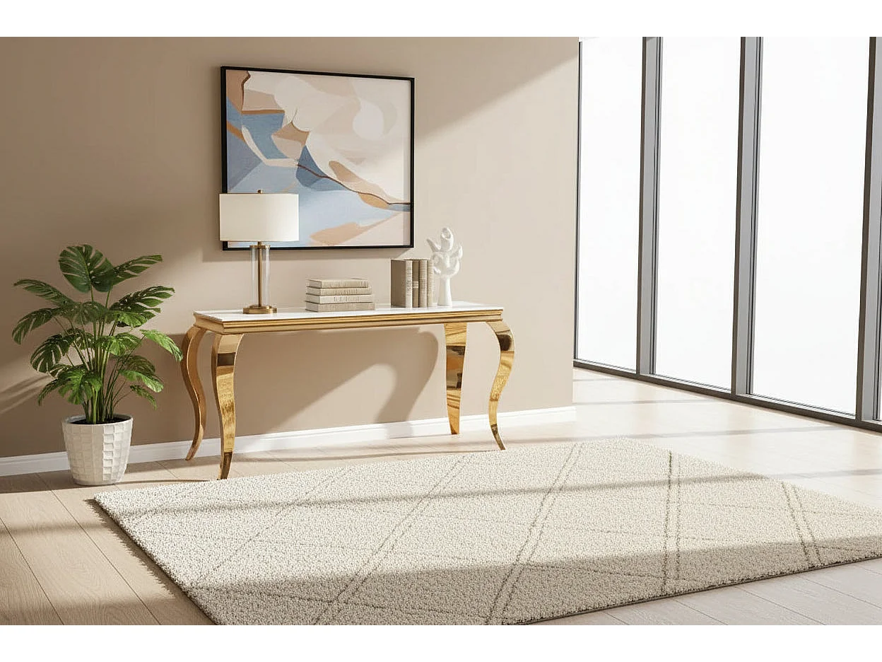 Console gold verre marbré blanc 110x50x85 cm BAROQUE
