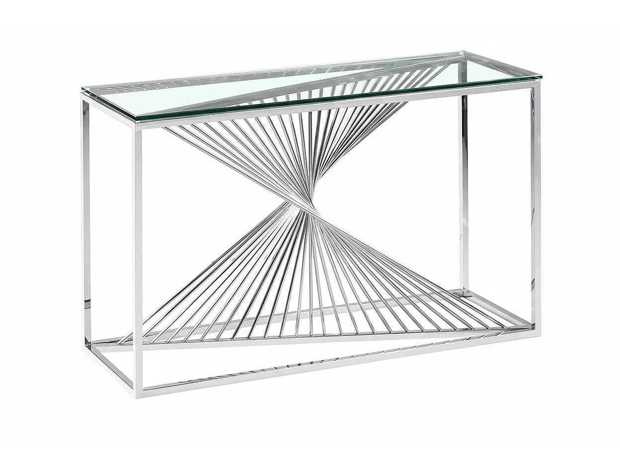 Console Verre Transparent Chrome 120x40x78 cm BRITTANY