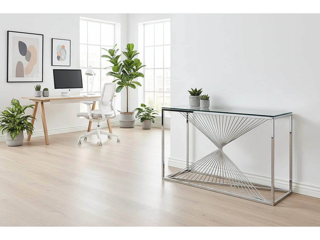 Console Verre Transparent Chrome 120x40x78 cm BRITTANY
