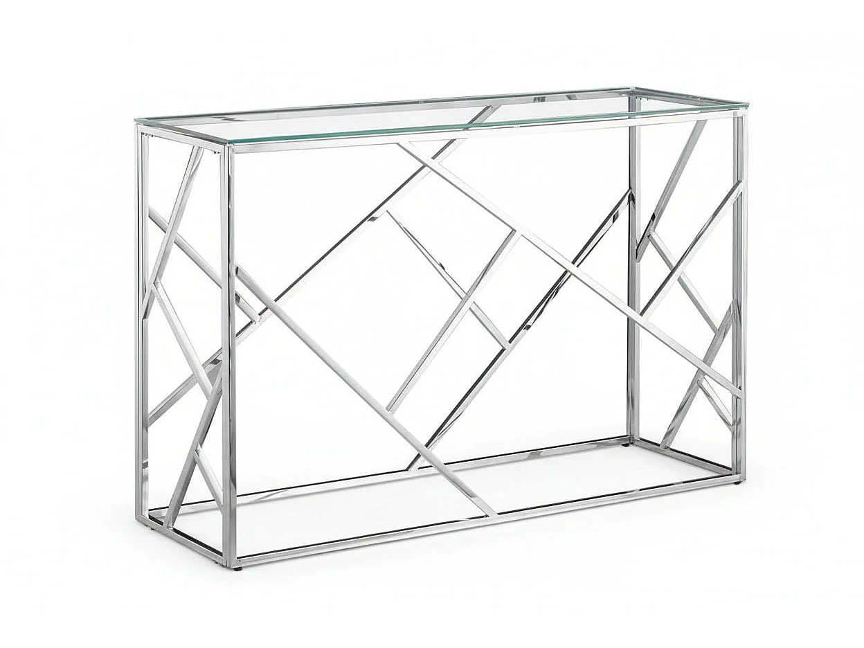 Console Inox Verre Transparent 120x40x78 cm GEOMAG