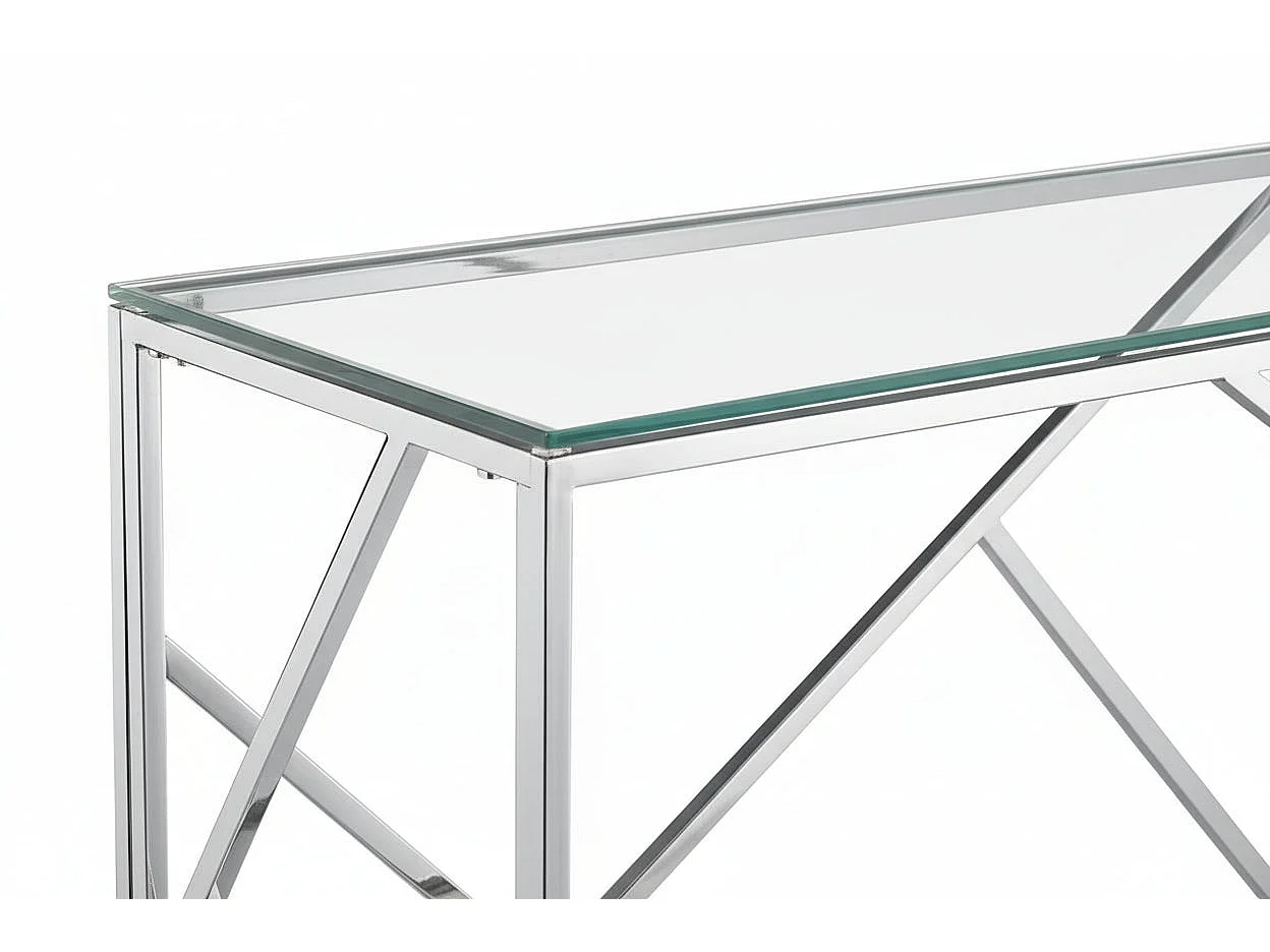 Console Inox Verre Transparent 120x40x78 cm GEOMAG