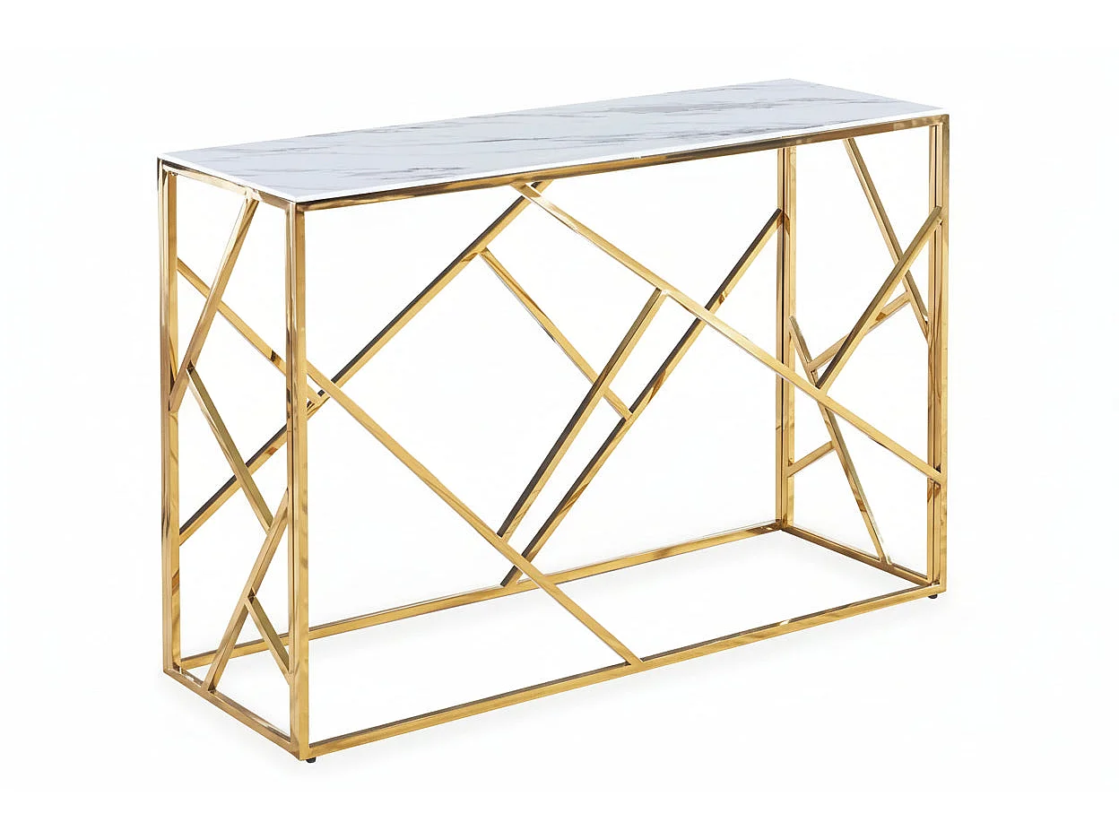 Console gold verre marbré blanc 120x40x78 cm GEOMAG