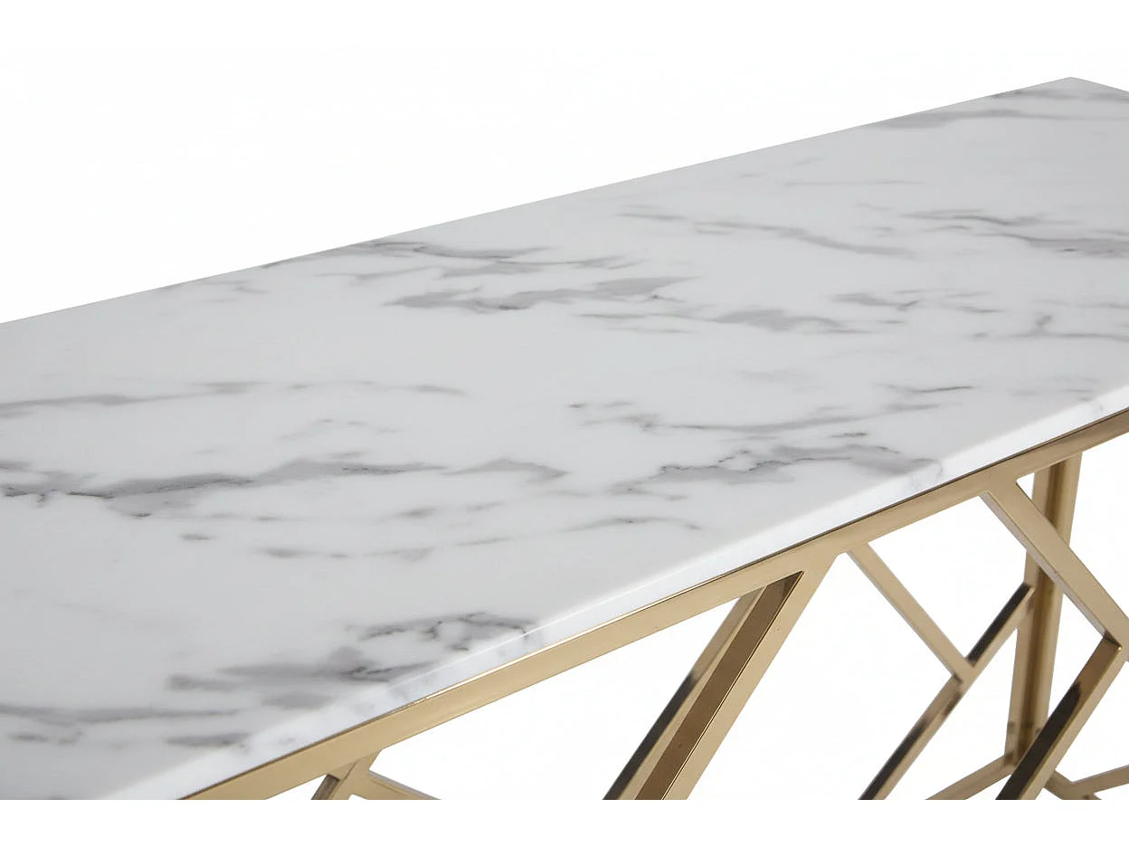 Console gold verre marbré blanc 120x40x78 cm GEOMAG