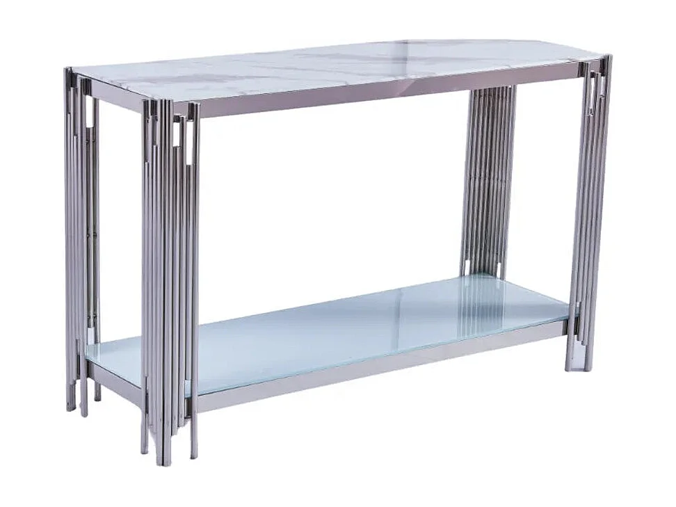 Console FLUTE Chrome plateau verre 120x40x78 cm
