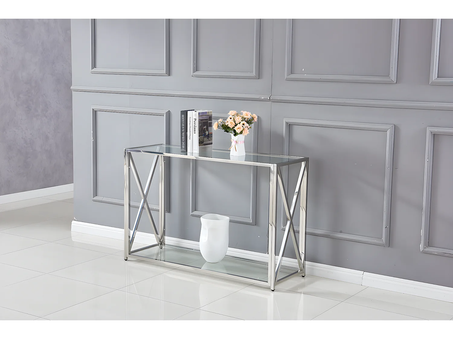 Table console KENSY en verre 120x40x78 cm