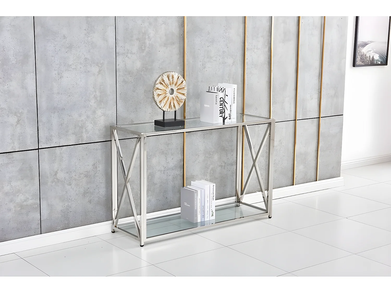 Table console KENSY en verre 120x40x78 cm