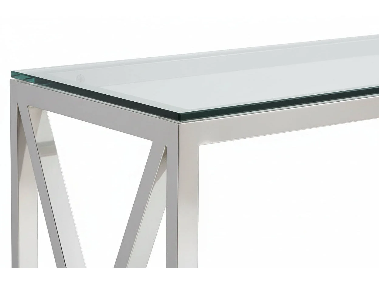 Console chrome verre trempé transparent 120x40x78 cm KENSY