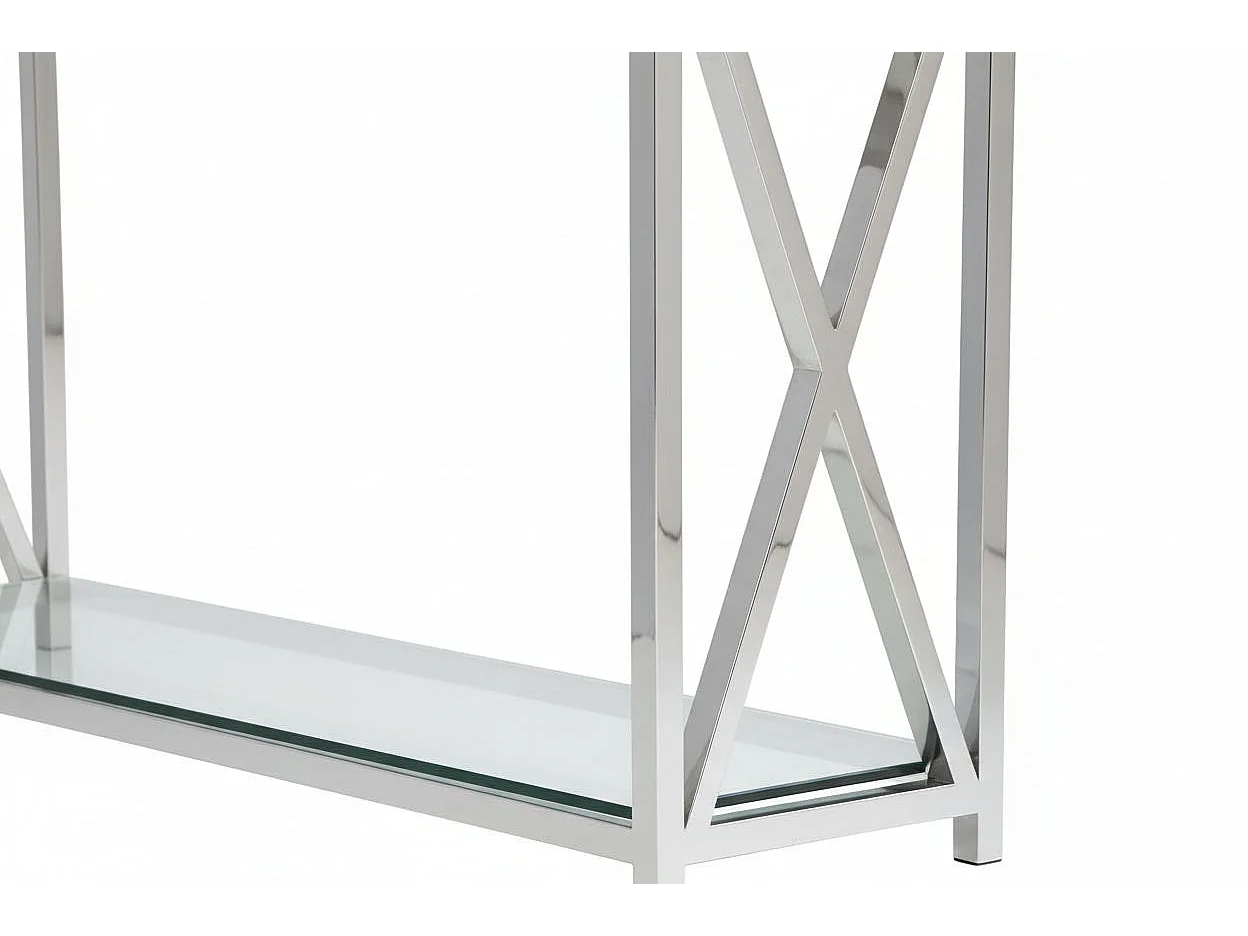 Console chrome verre trempé transparent 120x40x78 cm KENSY