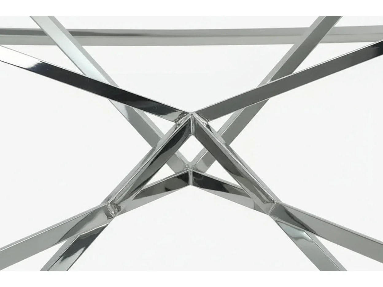 Console acier inoxydable chrome plateau verre trempé 120 cm Pyramide