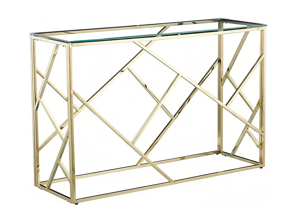 Console gold verre trempé transparent 120x40x78 cm GEOMAG