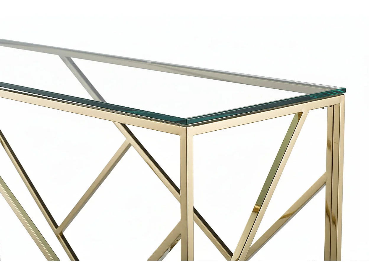 Console gold verre trempé transparent 120x40x78 cm GEOMAG