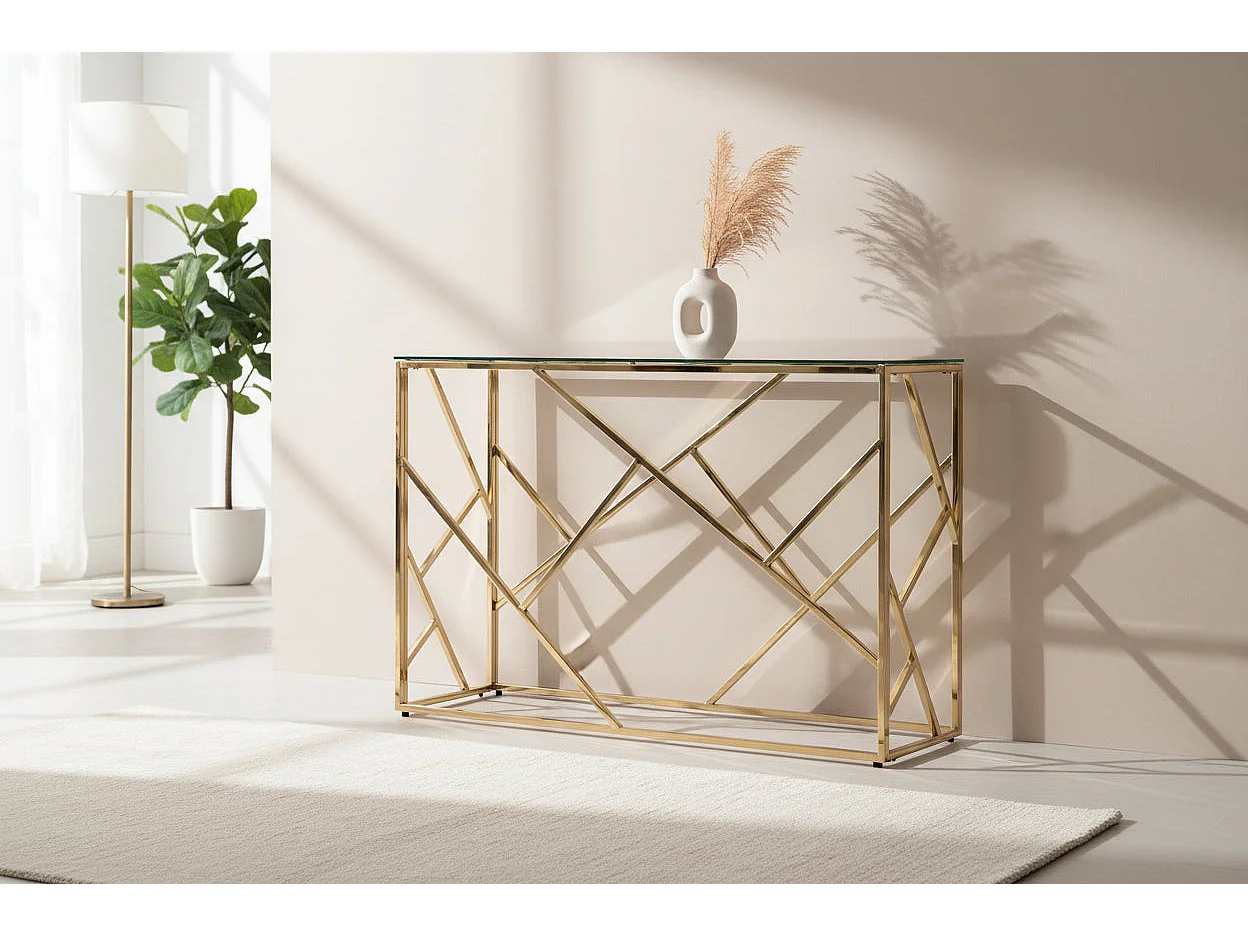 Console gold verre trempé transparent 120x40x78 cm GEOMAG
