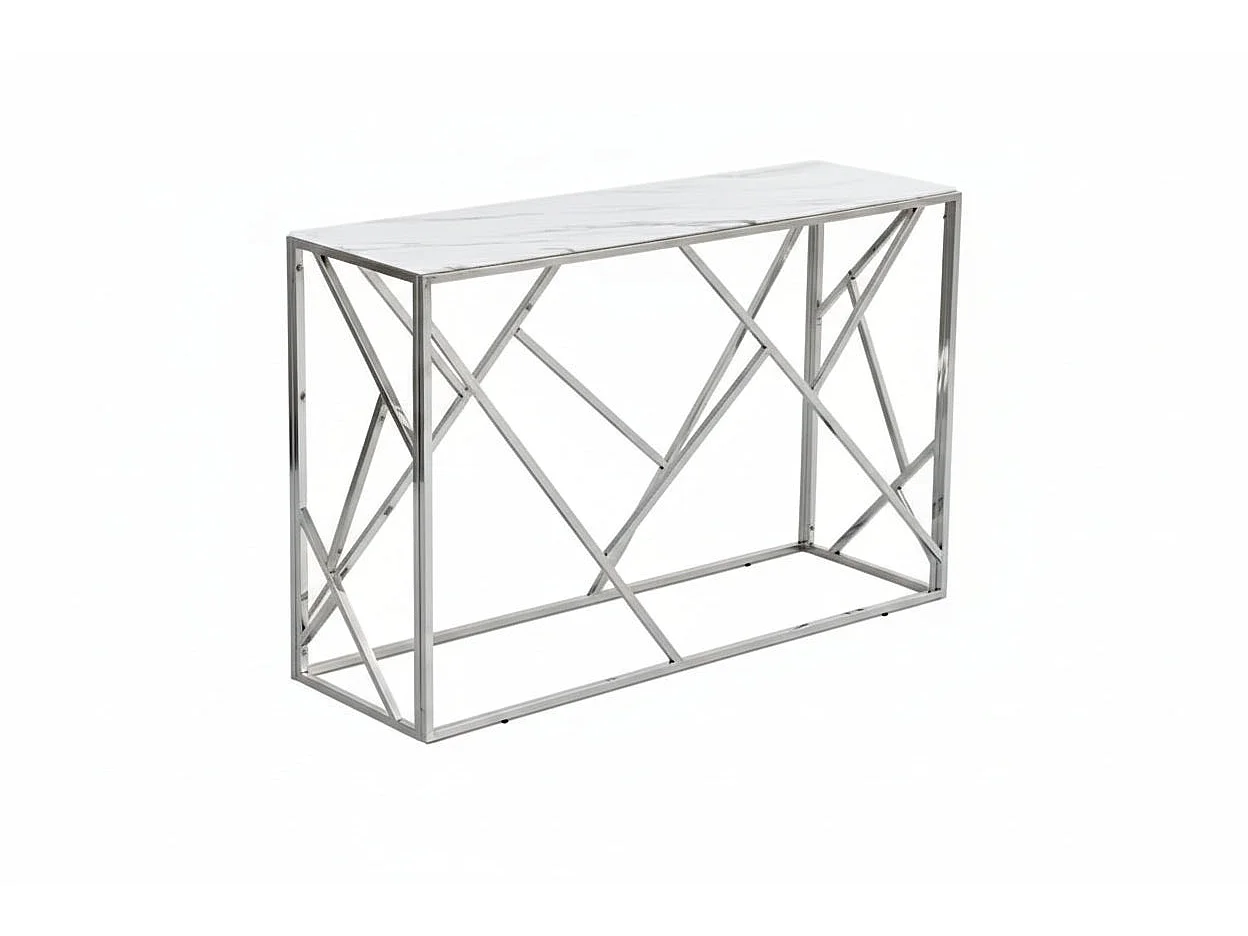 Console Inox Verre Trempé 120x40x78 cm GEOMAG