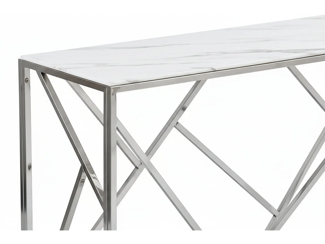 Console Inox Verre Trempé 120x40x78 cm GEOMAG