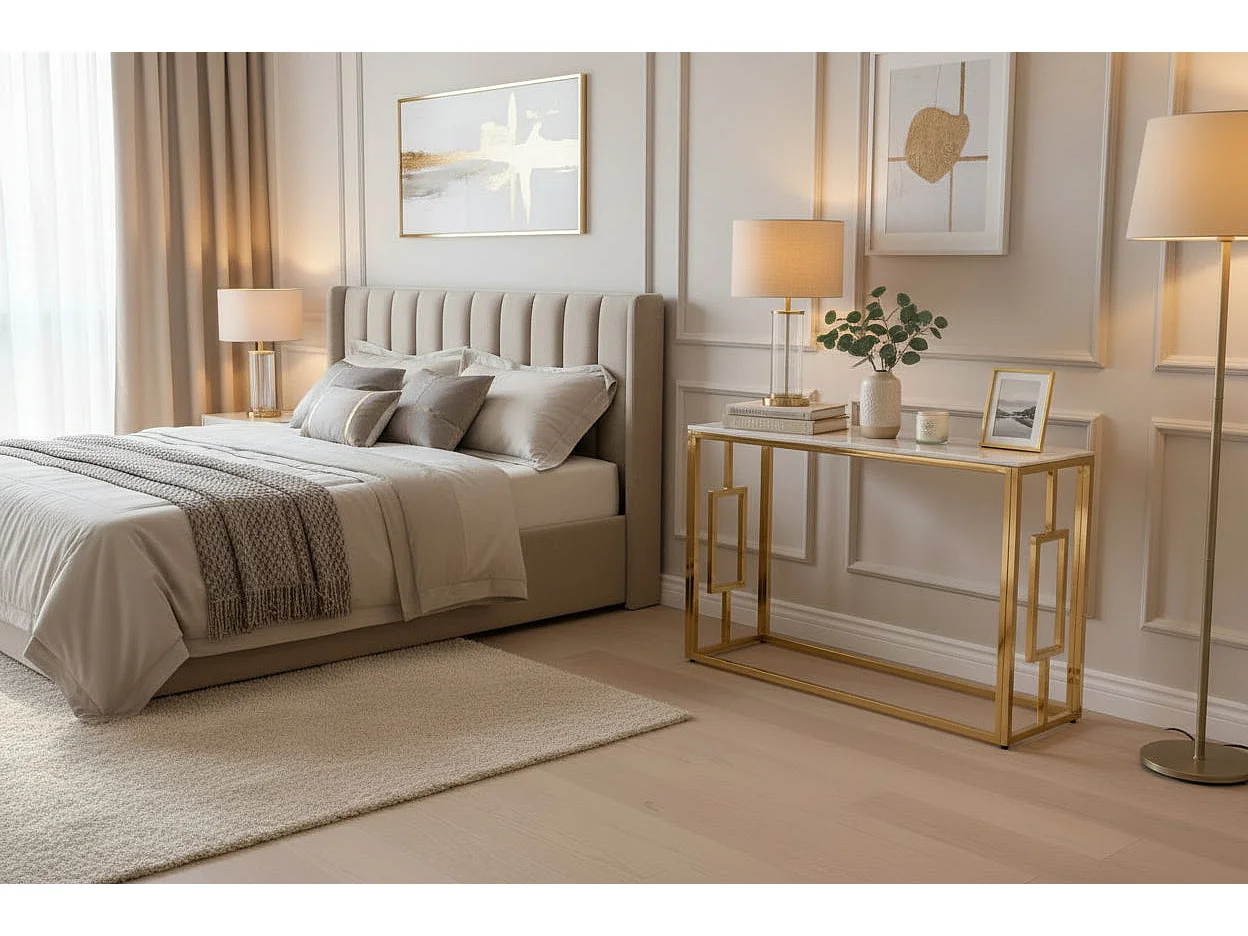 Console Gold Marbré Blanc 120x40x78 cm SOPHIE