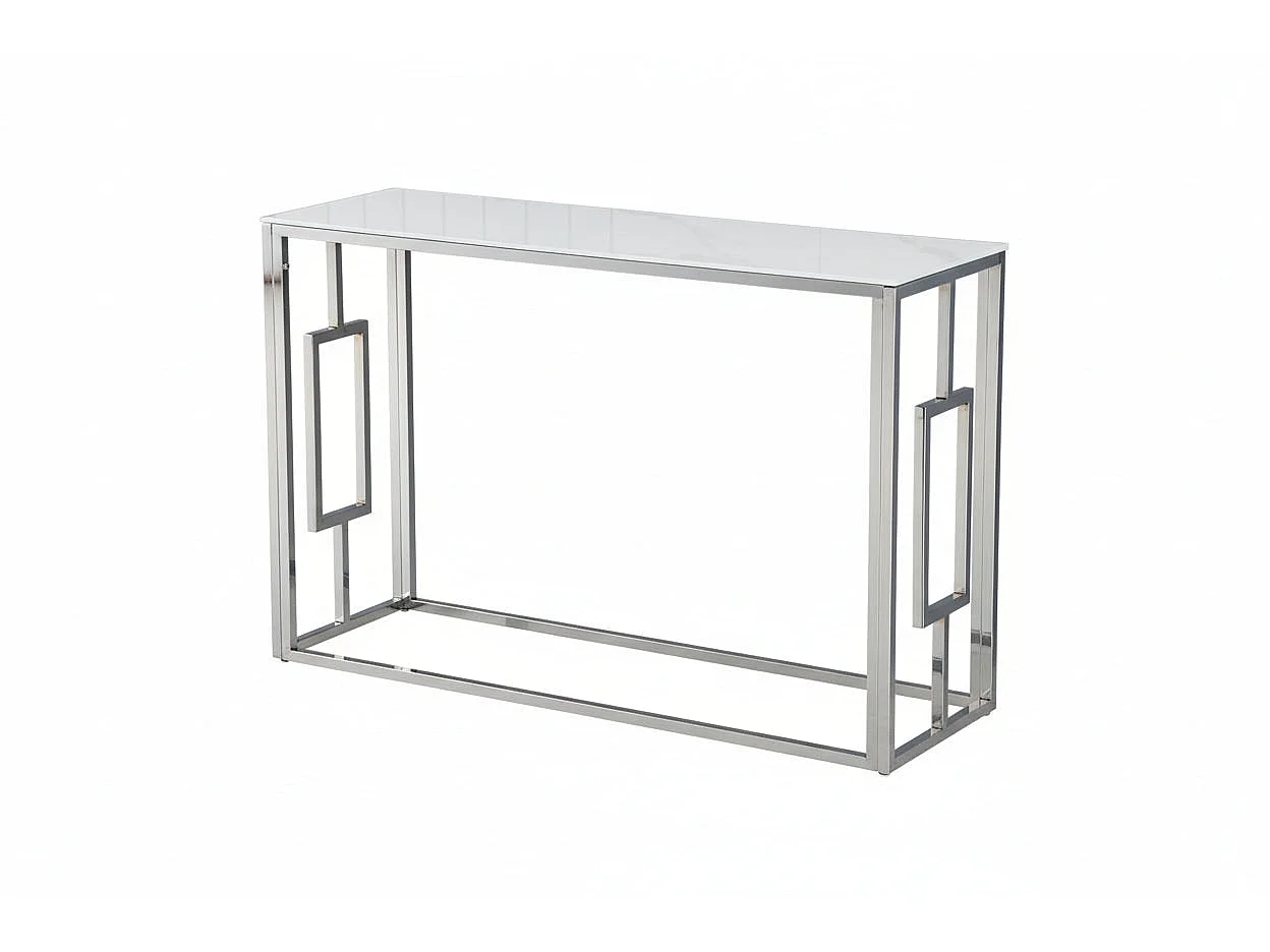 Console finition chrome plateau effet marbré120 cm SOPHIE