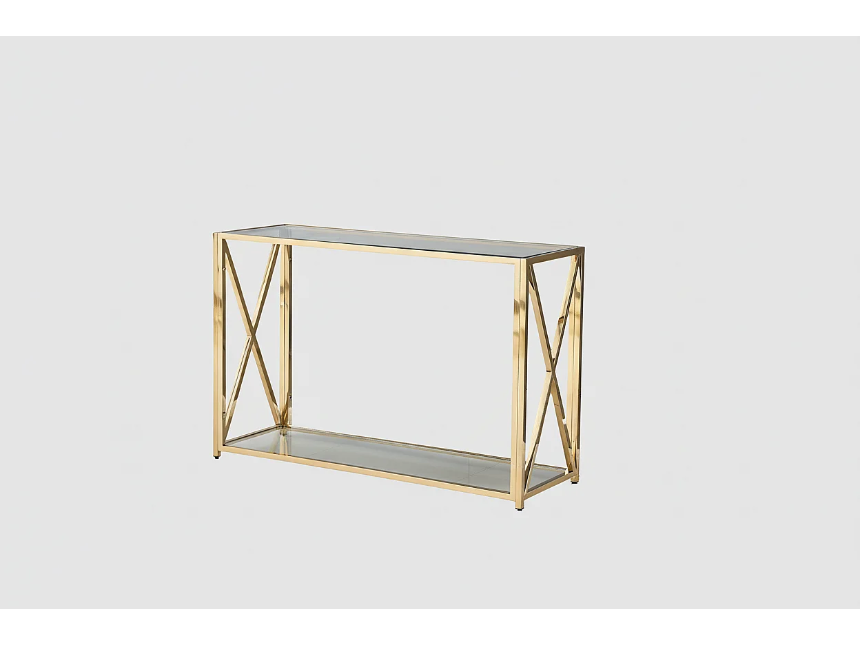 Console gold verre trempé transparent 120x40x78 cm KENSY