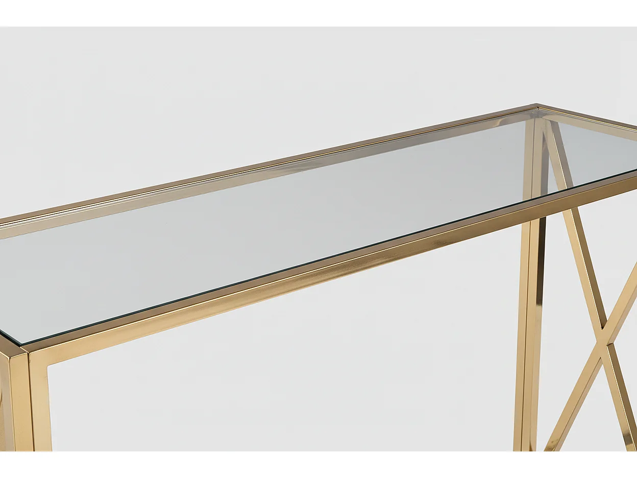 Console gold verre trempé transparent 120x40x78 cm KENSY
