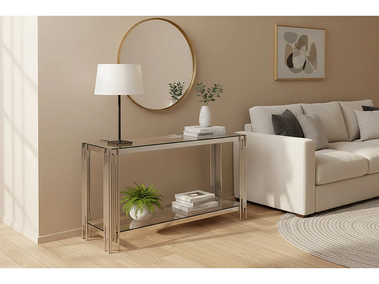 Console gold verre marbré blanc 120x40x78 cm GEOMAG