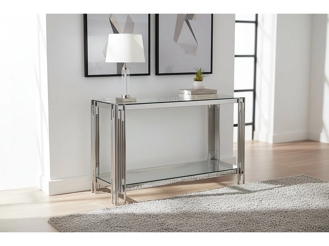 Console gold verre marbré blanc 120x40x78 cm GEOMAG