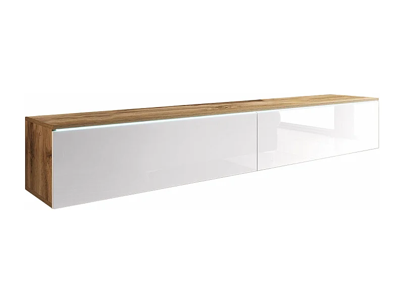 LOWBOARD D Wotan Eiche / Weiß Hochglanz 180 / 32 / 30 cm