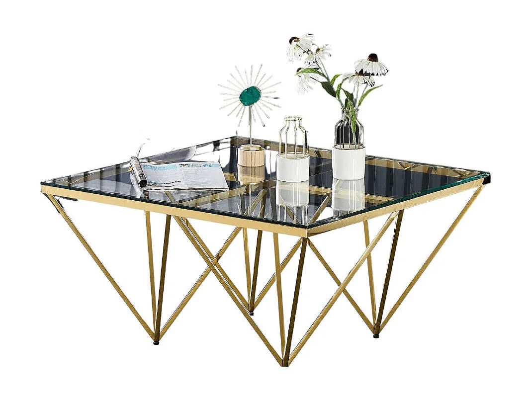 Table Basse carré GIZE verre 80x80 cm - Gold