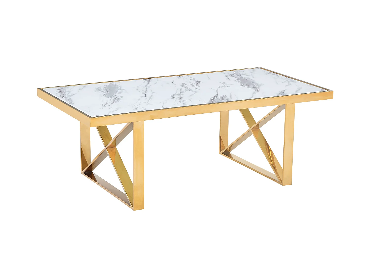 Table Basse LEVANTO – Gold & Marbre Blanc – 120x60x45 cm