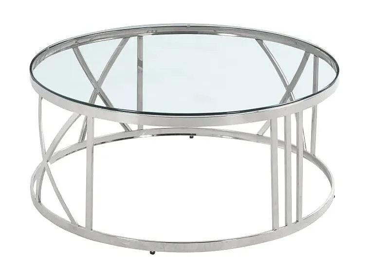 Table Basse ATMOS Chrome et plateau en verre - Transparent - 100cm