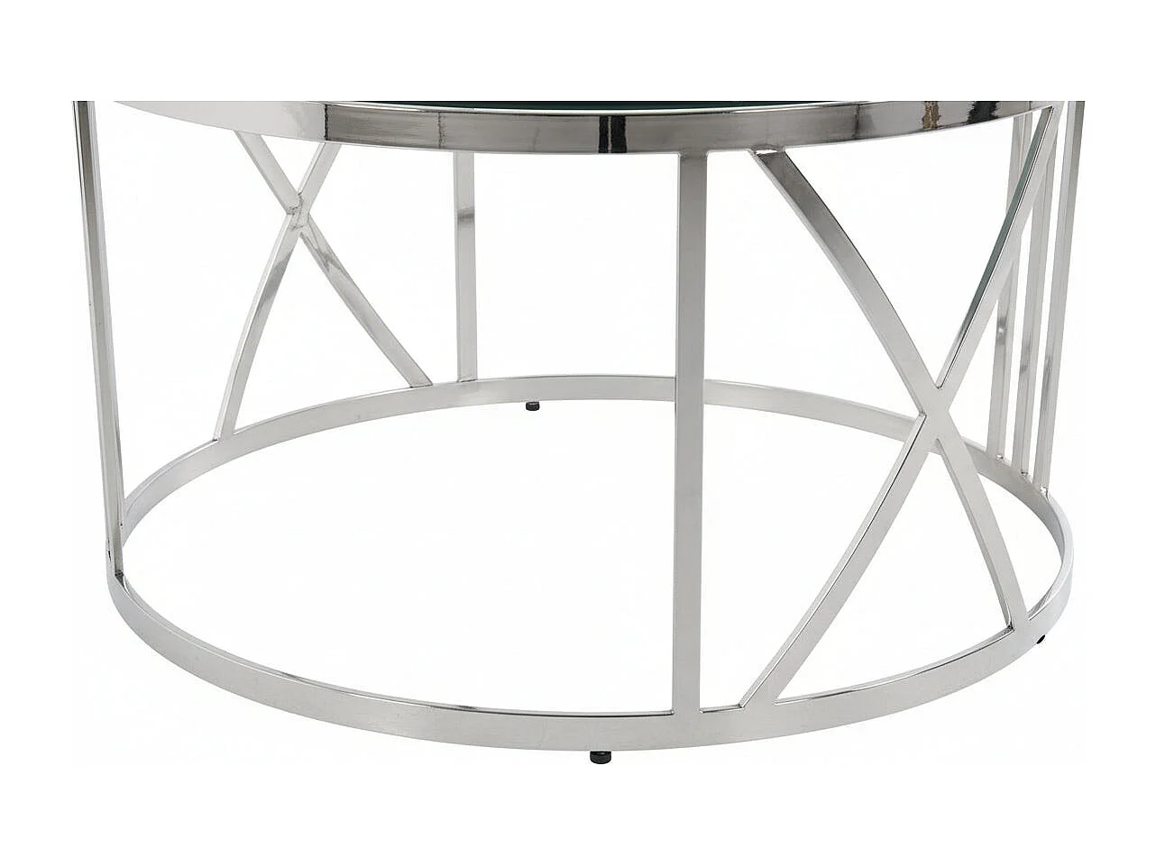 Table Basse ATMOS Ronde Plateau Verre Trempé Transparent Pieds Chrome D100x45cm
