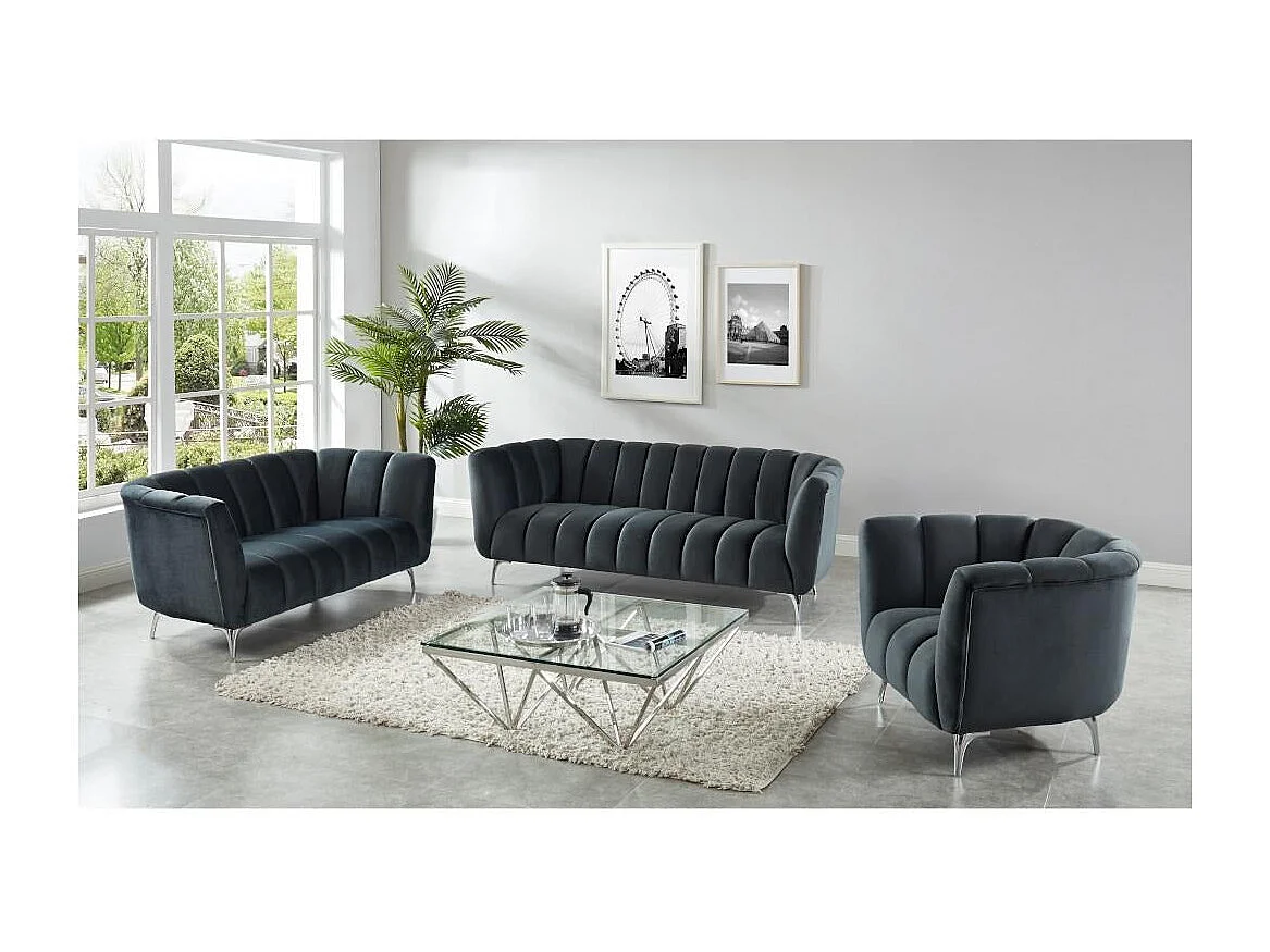 Table Basse Carrée GIZE Plateau Verre Trempé Transparent Pieds Chrome 80x80x45cm