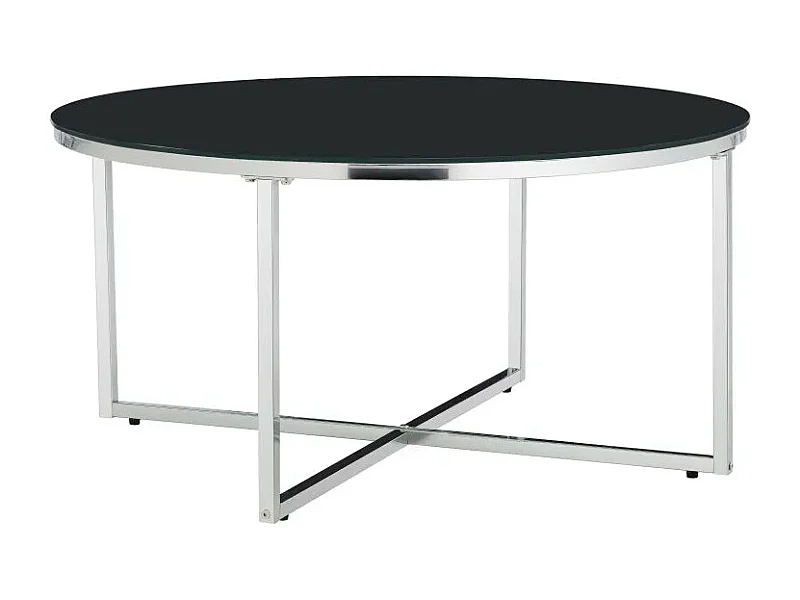 Table basse ronde LORIE chrome plateau en verre D90 cm