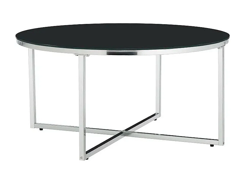 Table basse ronde LORIE chrome plateau en verre D90 cm
