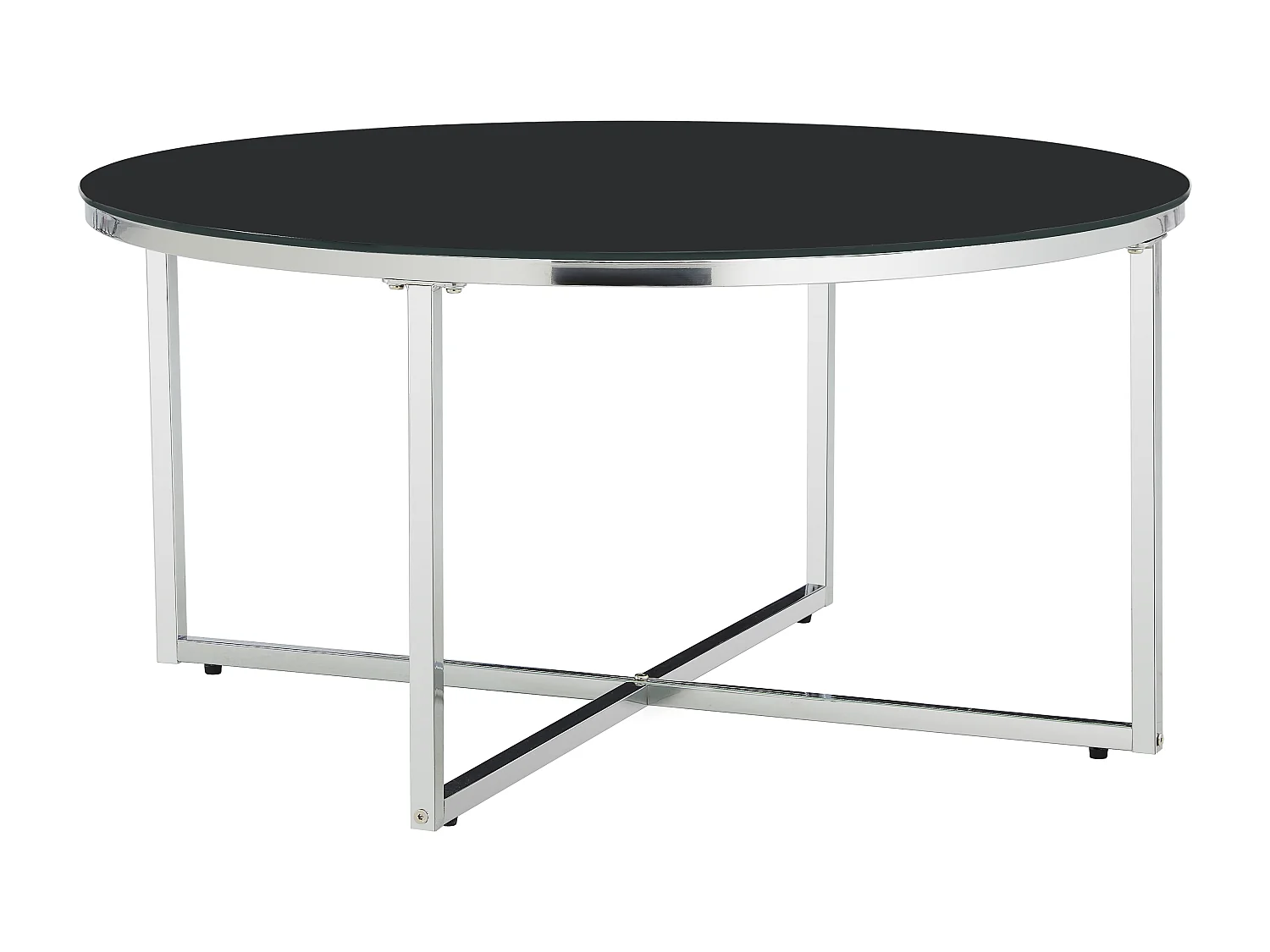 Table basse ronde LORIE chrome plateau en verre D90 cm