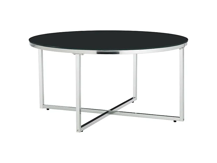 Table basse ronde LORIE chrome plateau en verre D90 cm