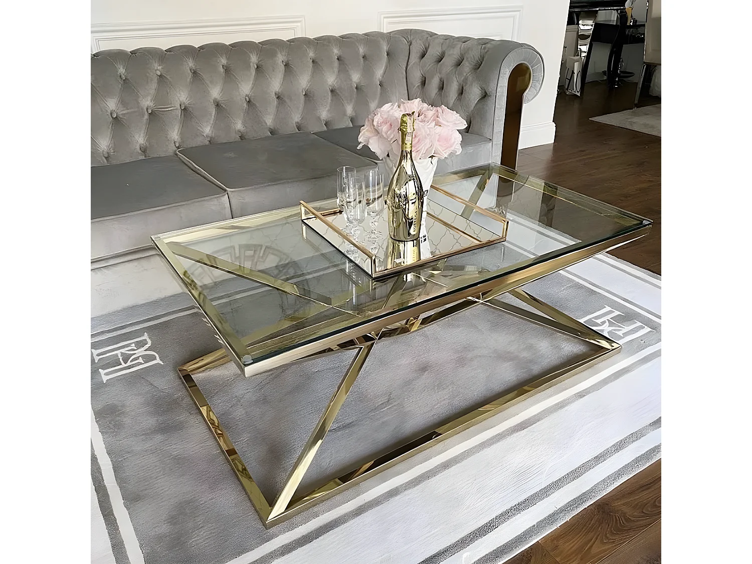 Table basse pyramide gold 120 cm