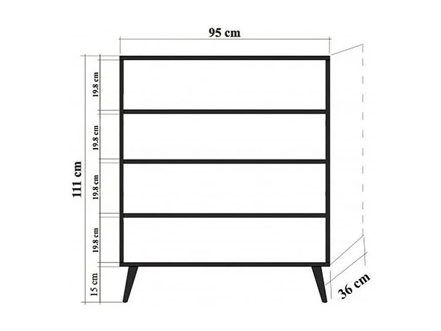 Kiza 731 lichthouten opbergmeubel met 4 deuren