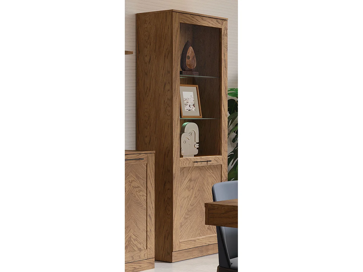 STANDVITRINE Cozy 10 Eiche Rustikal 65 / 42 / 198cm