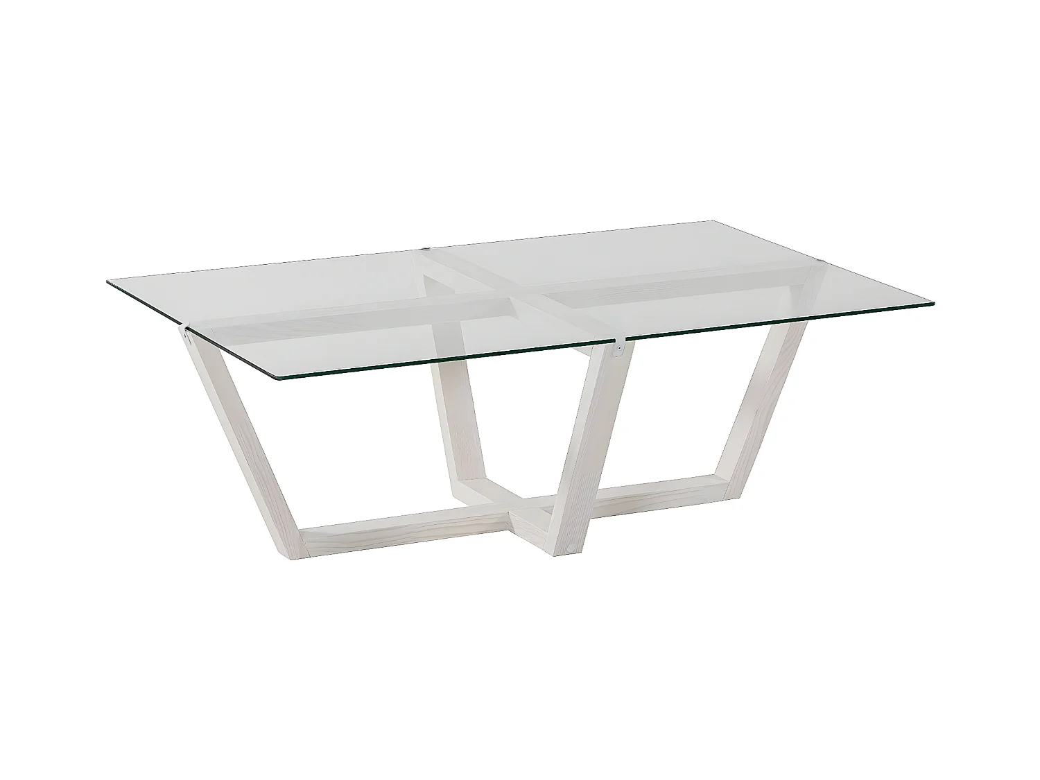 Mouka salontafel van massief wit grenenhout en gehard glas, 105 cm
