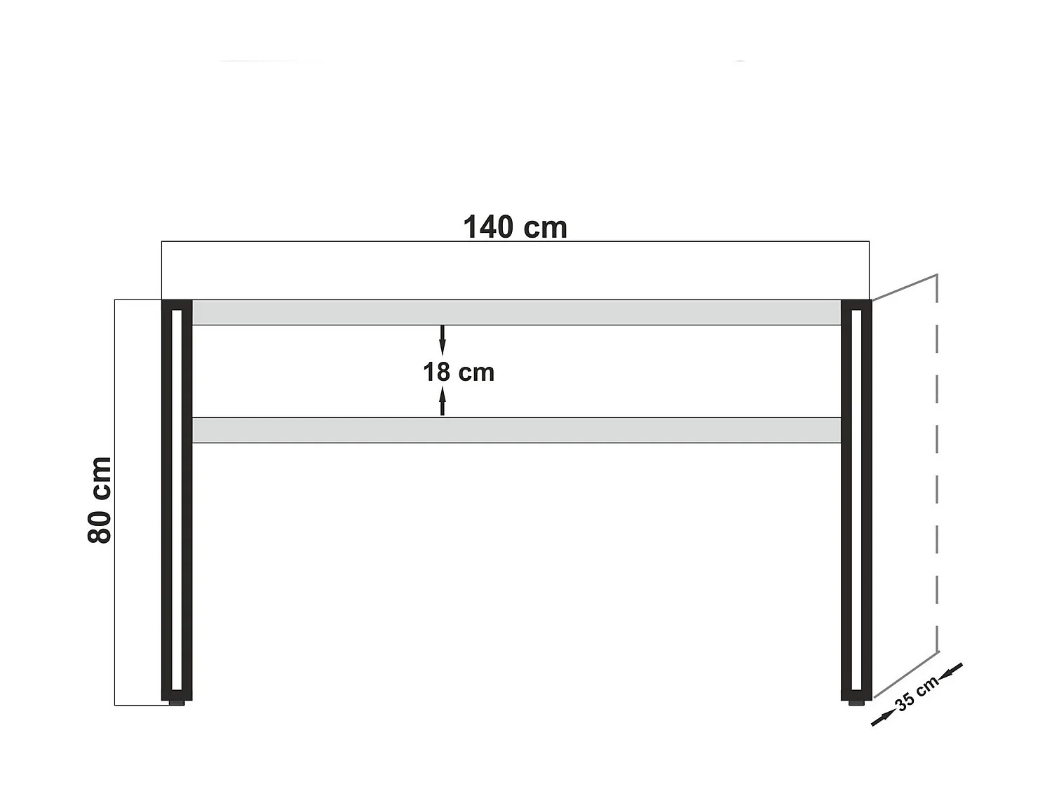 Console style industriel Senlid L140cm Métal Noir et Bios clair